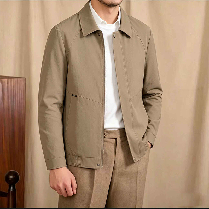 Elegante Herren Übergangsjacke in Grau für Smart Casual Outfits im Frühling/Herbst, bequem & stilvoll.