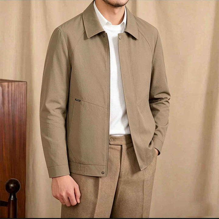 Elegante Herren Übergangsjacke in Grau für Smart Casual Outfits im Frühling/Herbst, bequem & stilvoll.