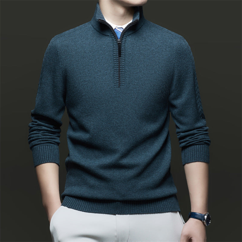 Herren Pullover mit praktischem Reißverschluss-Stehkragen, langärmliges Oberteil für die Herbst-Winter-Saison.