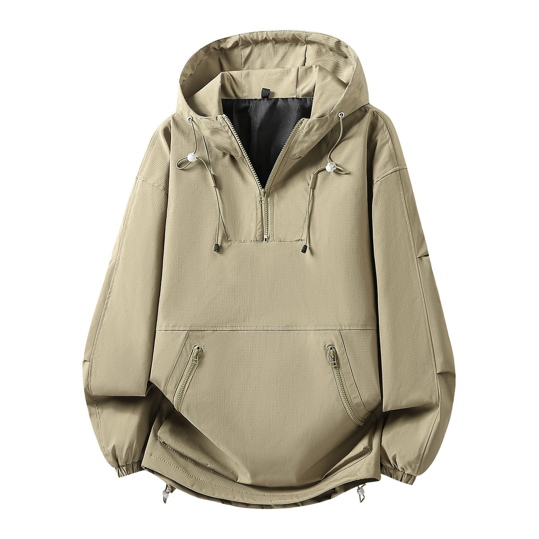 Leichte Herren Windbreaker-Jacke in Schwarz, ideal für Outdoor-Aktivitäten, Sport & Freizeit. Übergangsjacke.