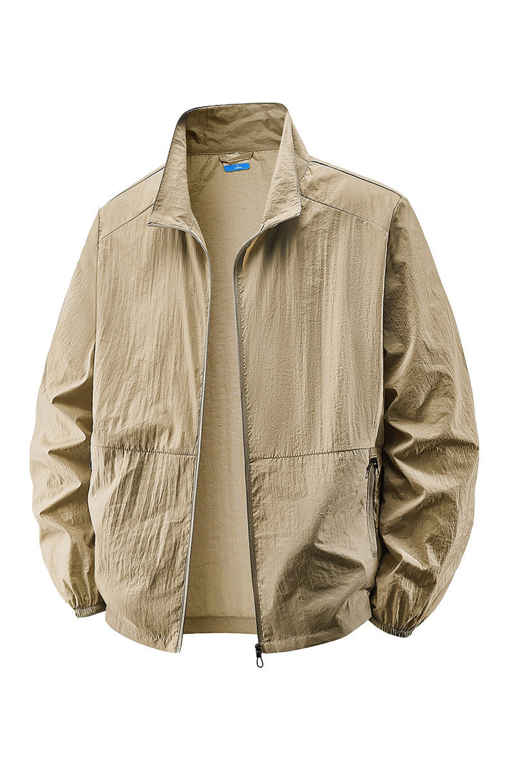 Gelbe leichte Windbreaker Jacke für Herren. Winddicht & packbar, ideal für Sport und Reisen.