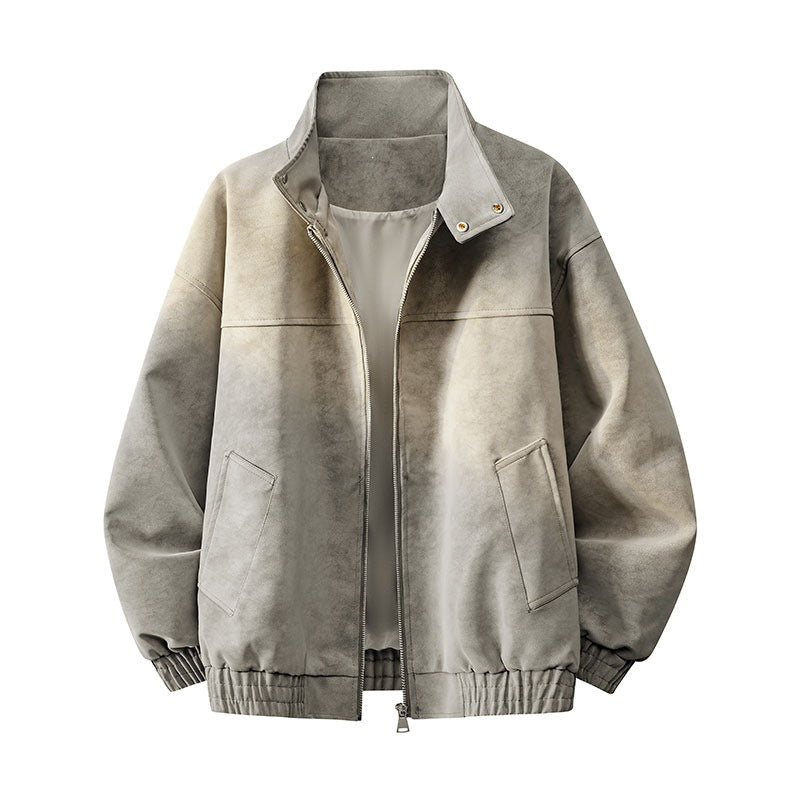 Herren lässige Outdoor-Jacke mit hohem Kragen & praktischen Taschen. Ideal für Freizeit & Reise.