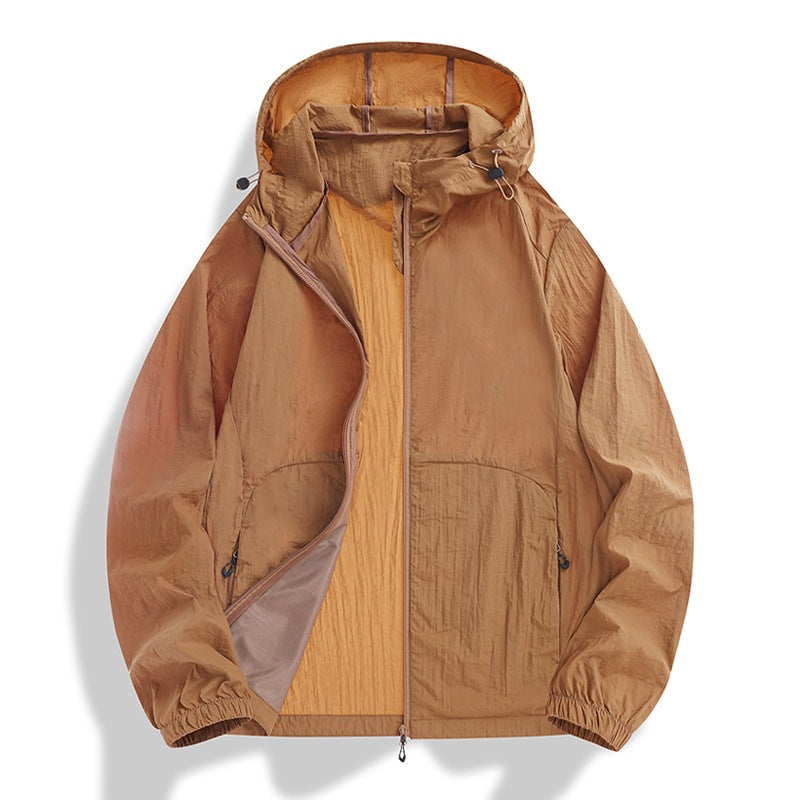 Leichte Herren Windjacke mit Kapuze, funktional und stilvoll, für Frühling & Herbst Outdoor-Abenteuer.