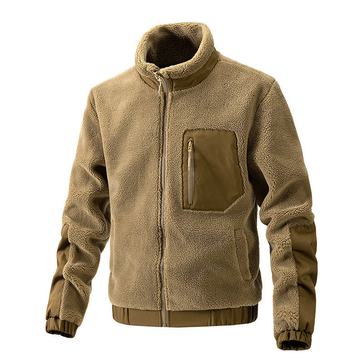 Modische Herren Jacke aus dickem Fleece, hoher Kragen für Gemütlichkeit, sportlich-elegant.