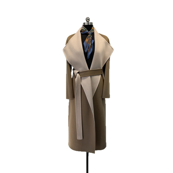 Eleganter Damen Wickelmantel für Herbst & Winter. Stylischer langer Mantel für Frauen, warm & modern.