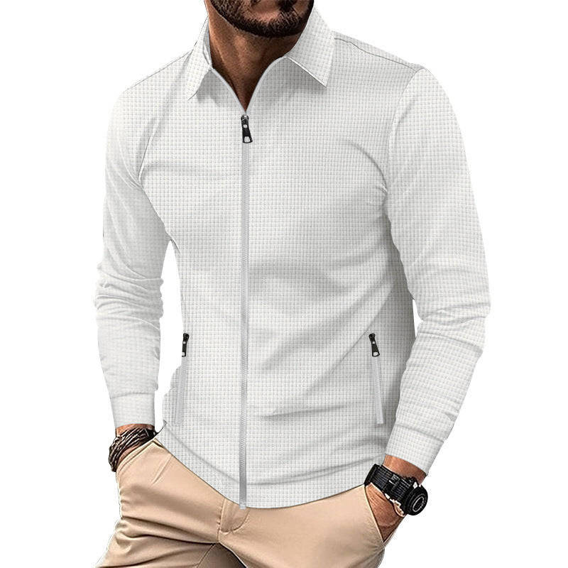 Slim-Fit Herren Zip-Hemd, strukturiert, mit modernem Hemdkragen. Ideal für einen eleganten Look.