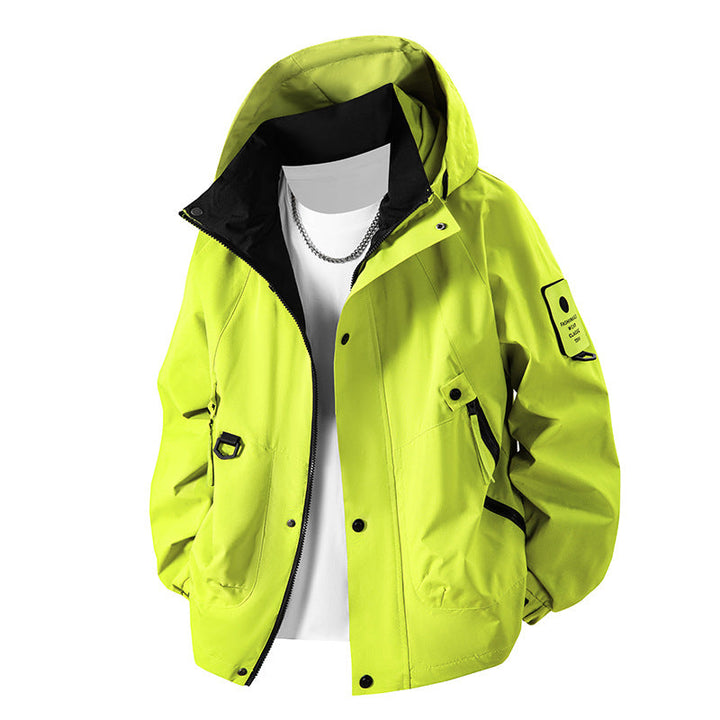 Leuchtend gelbe hochsichtbare Herren Funktionsjacke, wasserabweisend & winddicht. Perfekt für schlechte Sicht.