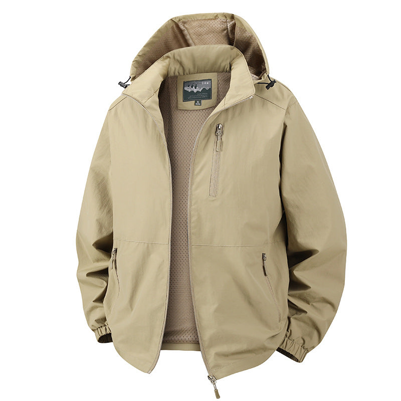 Leichte, winddichte Herren Outdoorjacke in Blau, atmungsaktiv. Ideal für Sport, Wandern & Freizeit.
