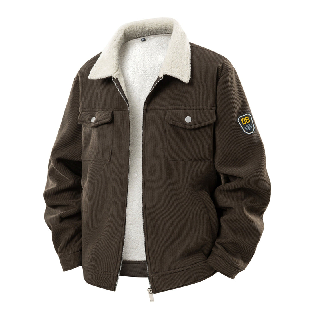 Herren Cordjacke braun mit weichem Futter, ideal für Herbst & Winter. Stilvolle Freizeitjacke für Männer.
