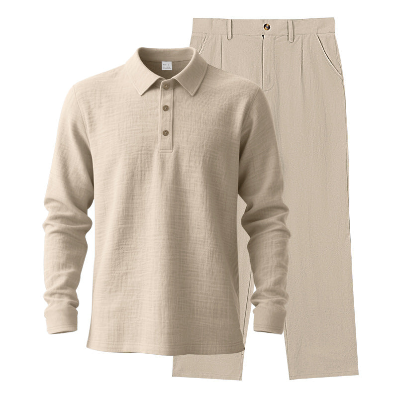 Herren Sommer Set: Komfortables Poloshirt & Hose mit elastischem Bund, ideal für entspannte Freizeit.