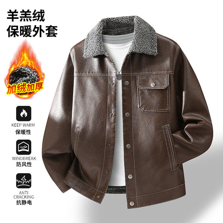 Herren lässige Winterjacke mit weichem Kragen in Dunkelblau, ideal für stilvolle Herbst- und Winteroutfits.