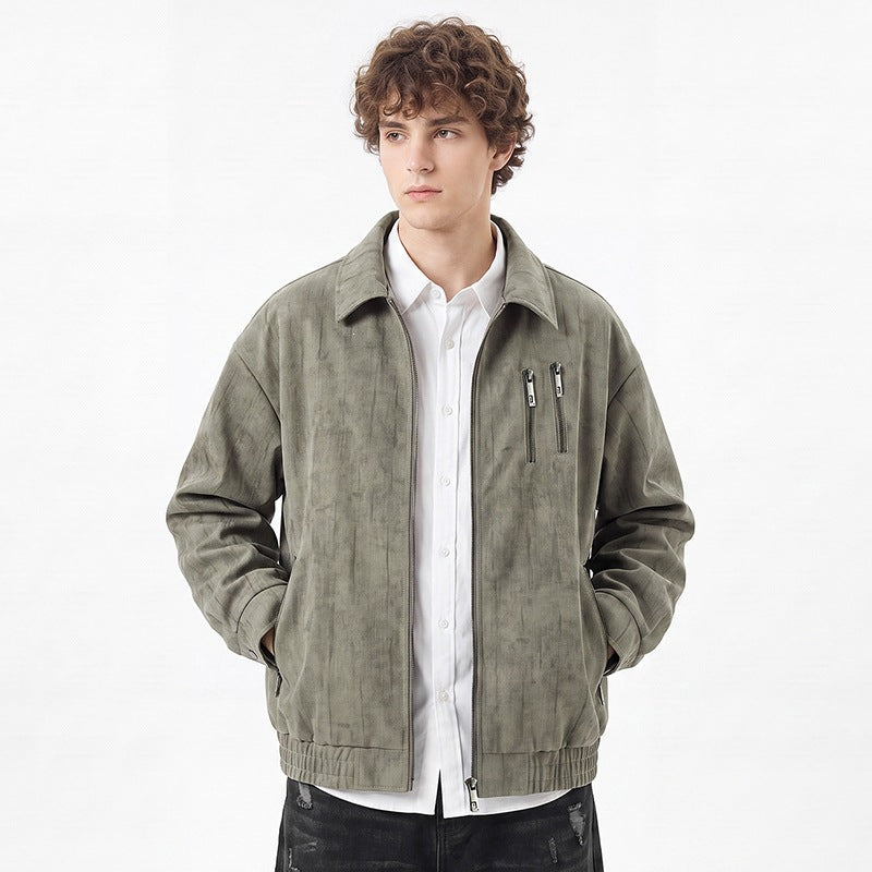 Hochwertige Stofftextur der modischen Herren Freizeitjacke, atmungsaktiv & strapazierfähig, ideal für Outdoor.