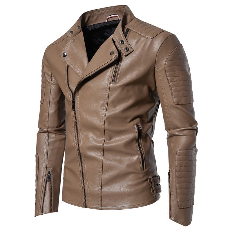 Modische Herren-Bikerjacke in Schwarz, Urbaner Slim-Fit-Look für Streetwear-Outfits.