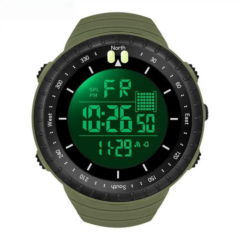 Robuste, wasserdichte Digitaluhr AdventureMaster für Herren mit Kompassfunktion, perfekt für Outdoor-Sportarten.
