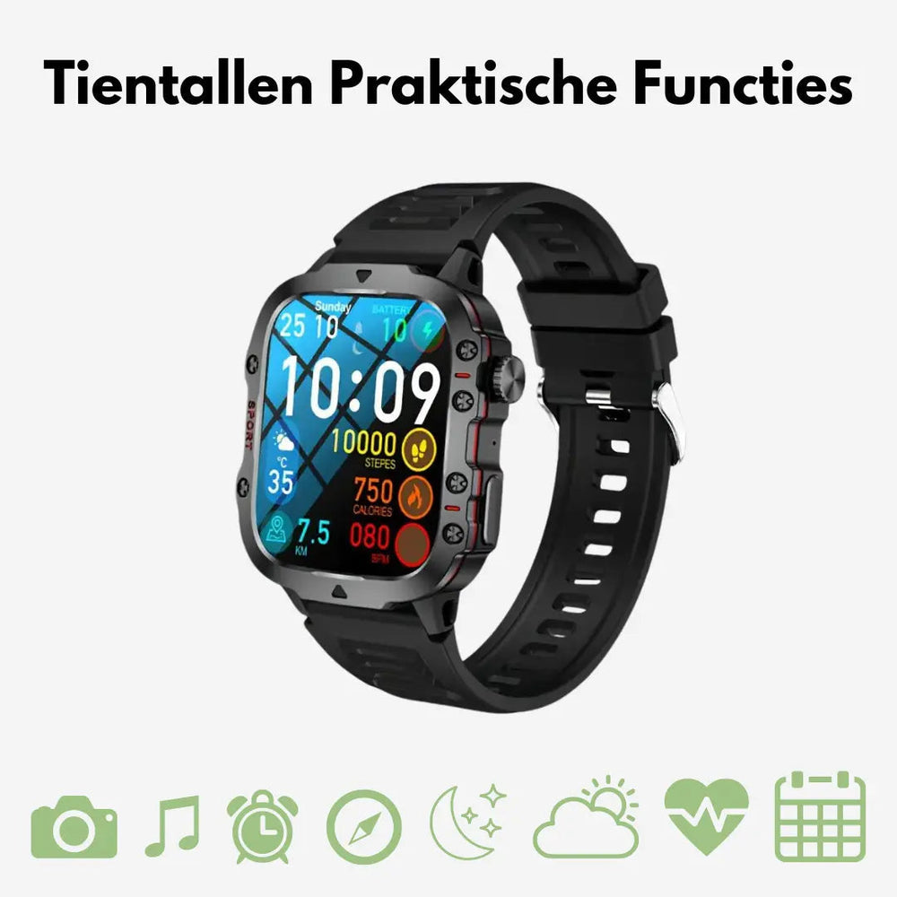 Robuste, wasserdichte Herren Outdoor Smartwatch für Abenteuer. Langlebige Sportuhr mit Stahl- oder Silikonarmband.