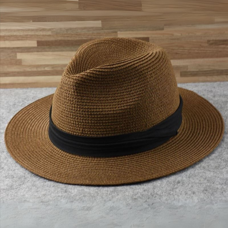 Hochwertiger klassischer Panama Hut Fedora, atmungsaktiv und elegant, perfekt für Damen & Herren am Strand.