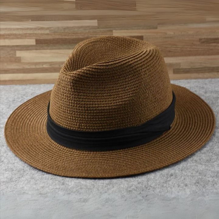 Hochwertiger klassischer Panama Hut Fedora, atmungsaktiv und elegant, perfekt für Damen & Herren am Strand.
