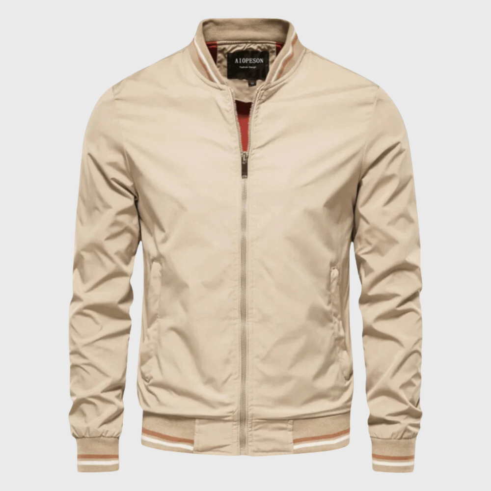 Robuste Herren Bomberjacke in Khaki, eine klassische Übergangsjacke für Männer, perfekt für den Alltag.