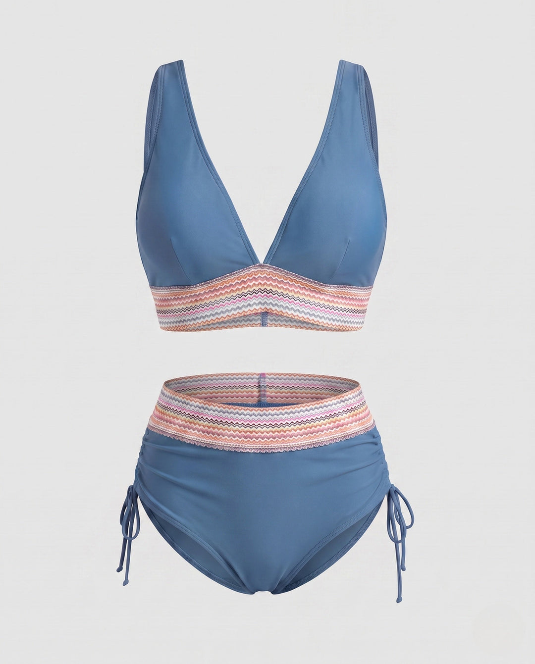 Hochgeschnittener V-Ausschnitt Bikini für Damen mit Raffung – ideal für einen stilvollen Auftritt.