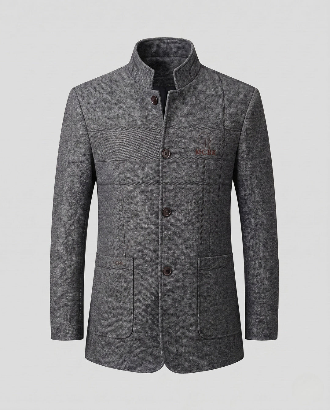 Herren Freizeitjacke: Eleganter Mantel mit Stehkragen und Knopfleiste. Bequem und stilvoll.