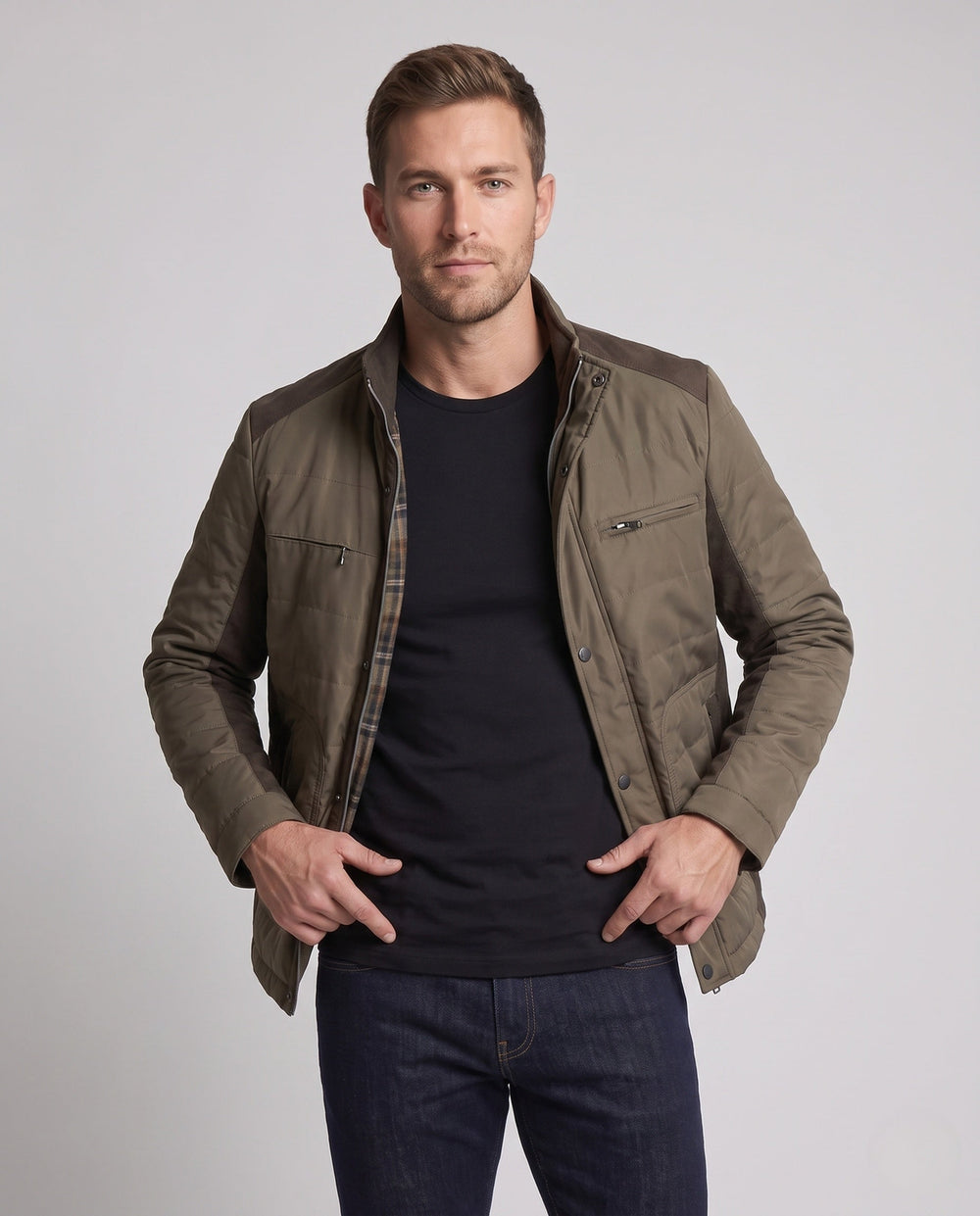 Stylische Herren-Übergangsjacke, gesteppt & winddicht, perfekt für Business & Casual Outfits.