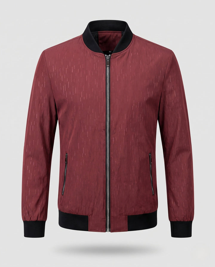 Mann trägt lässige, leichte Herren Bomberjacke in Beige für Frühling & Herbst, vielseitige Übergangsjacke für Herren.