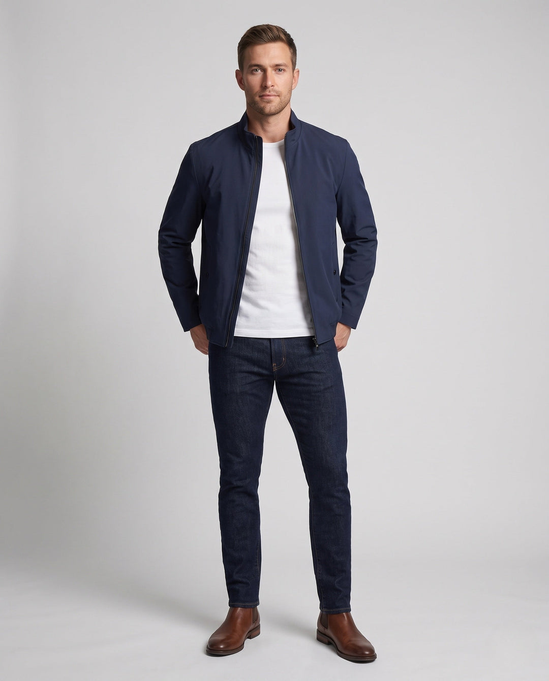 Stilvoller Herren Stehkragen Blouson. Leichtgewichtige Übergangsjacke für Business & Freizeit. Ideal für moderne Männer.