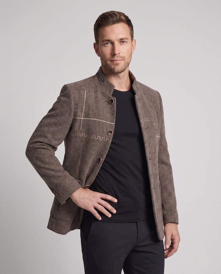 Moderner Herren Wintermantel/Übergangsmantel, Stehkragen & Ziernähte. Ideal für Business & Casualwear.