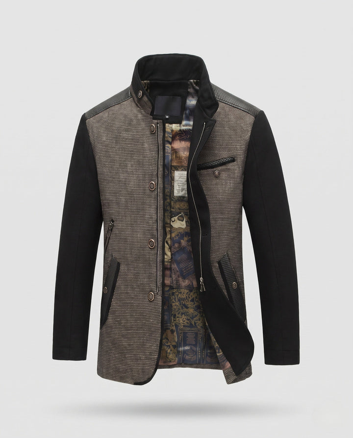 Business Casual Herrenjacke mit Stehkragen. Elegante Übergangsjacke in modernem Design, winddicht und komfortabel.