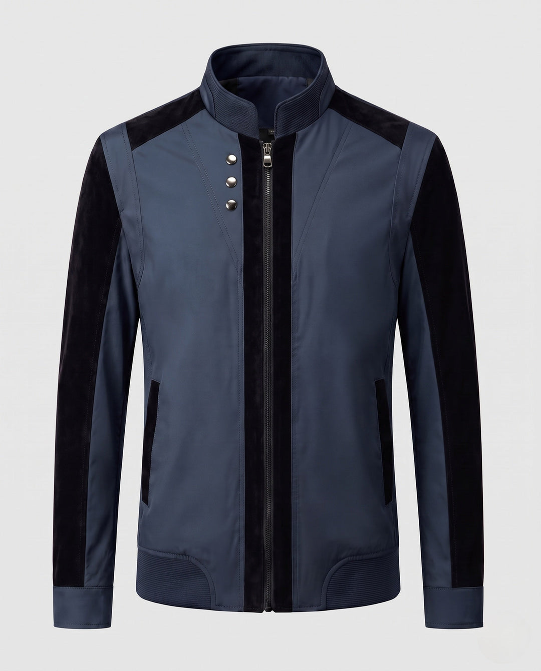 Modische Herren Feldjacke mit Hybrid-Elementen, Stehkragen, perfekte Außenbekleidung für kühle Tage.