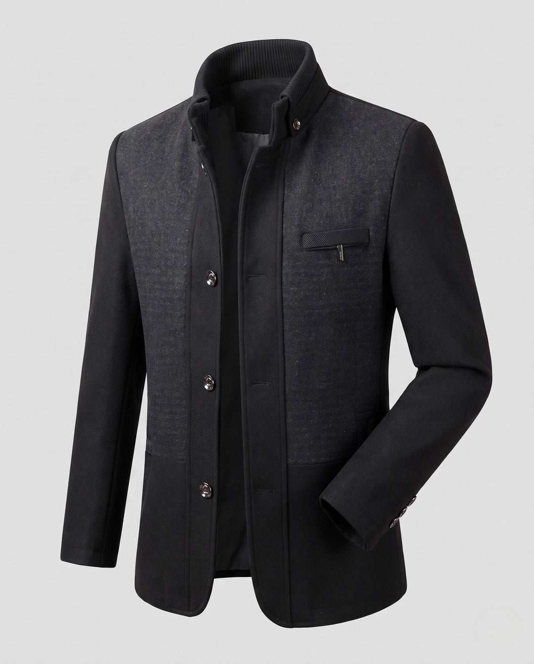 Stilvolle Herren Slim Fit Übergangsjacke mit Stehkragen. Perfekte Oberbekleidung für einen modernen und eleganten Look.