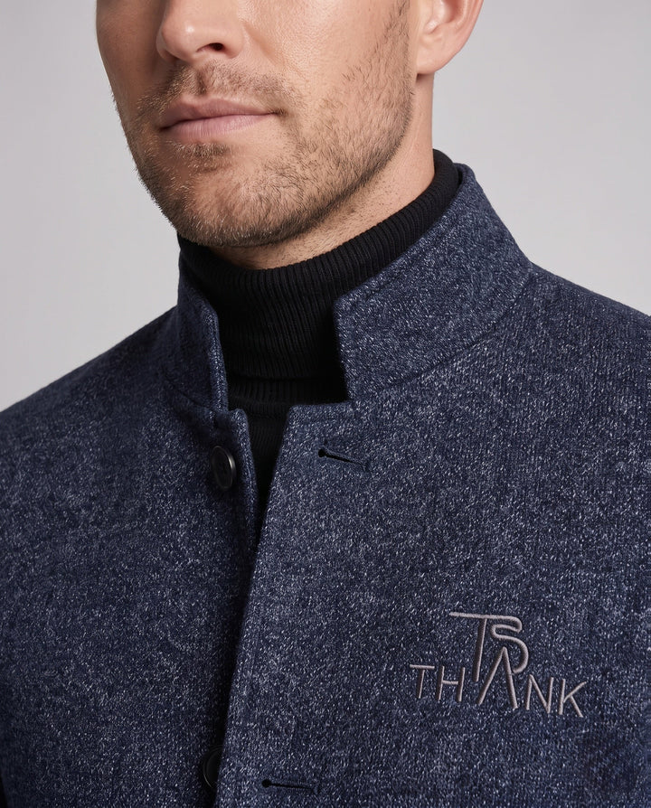 Herren Stehkragenjacke im Blazer-Stil, perfekt für Business-Casual oder elegante Freizeitmode.