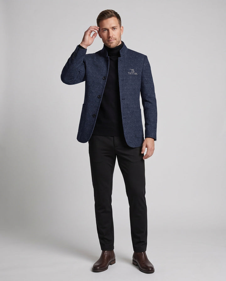 Elegante Herren Stehkragenjacke, ideal für Business-Casual und Freizeit. Moderne und warme Oberbekleidung.