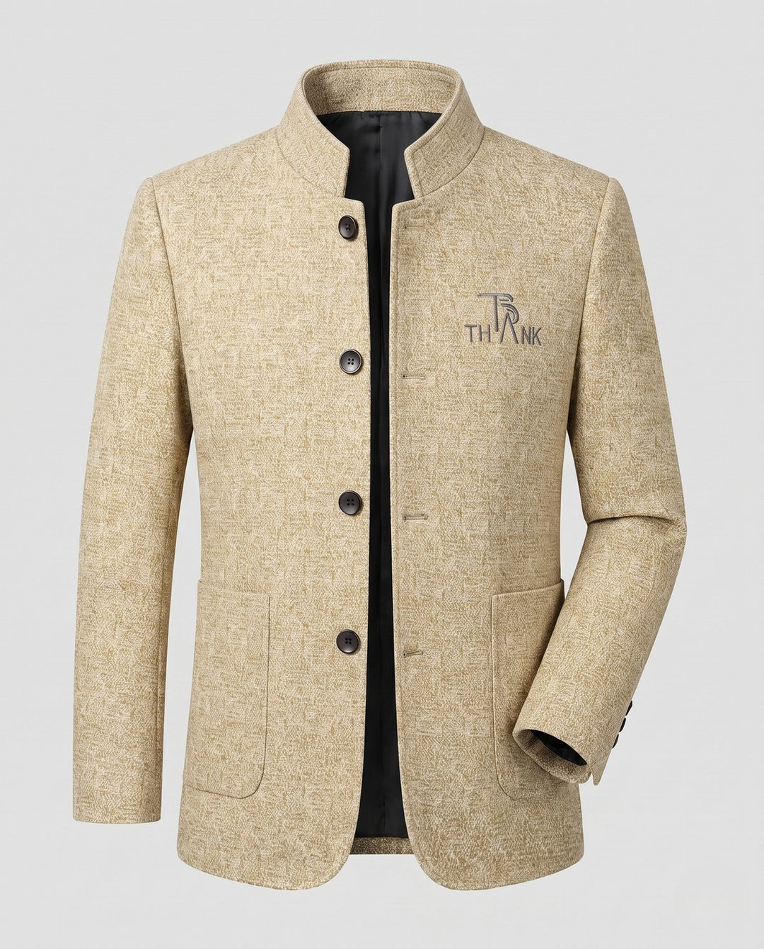 Herren Stehkragenjacke mit elegantem Kragen. Warme und stilvolle Frühlings-/Herbstjacke für Männer.