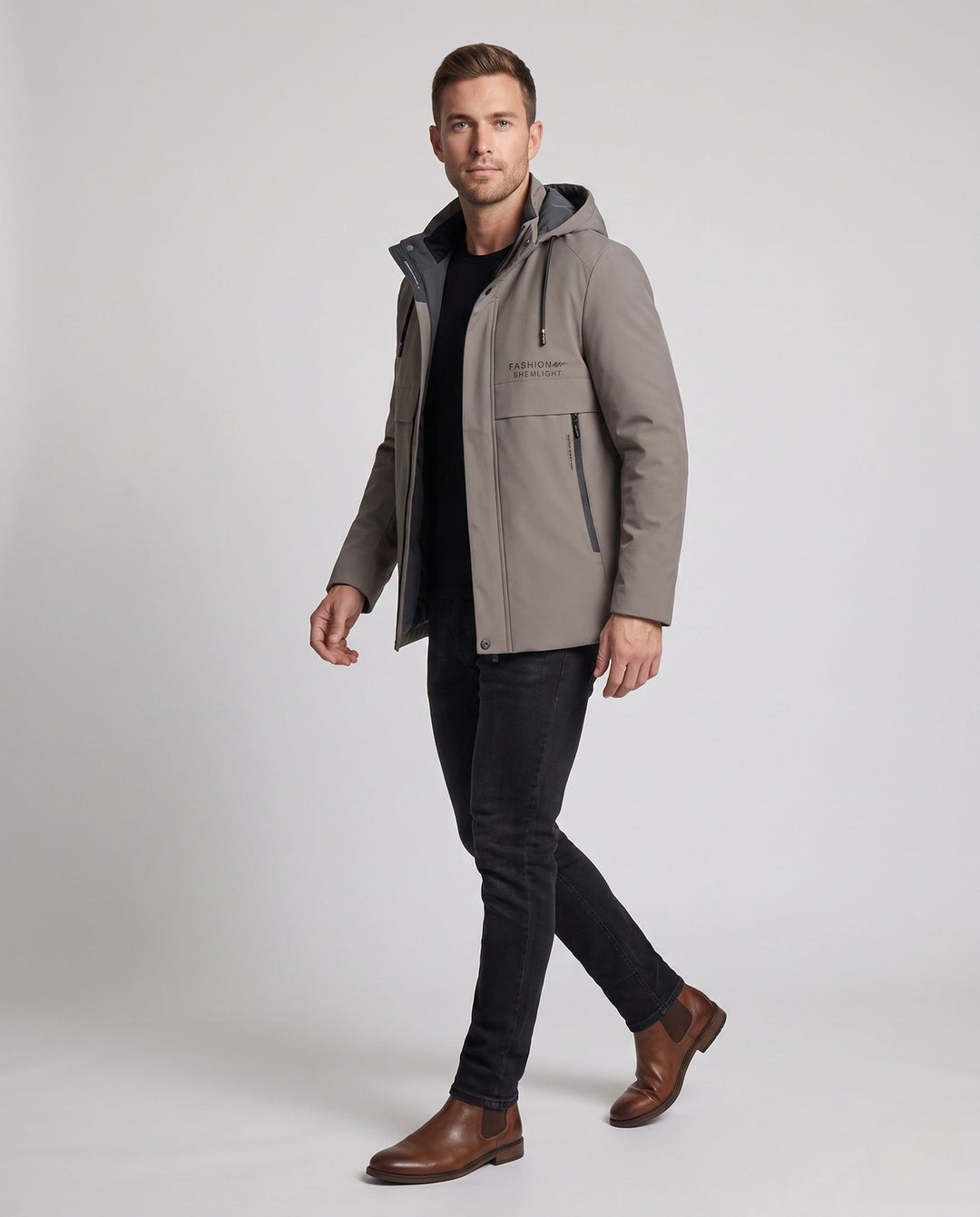 Herren Thermo-Kapuzenmantel: Wasserabweisend, warm & stilvoll, perfekt für Outdoor und Freizeit im Winter.