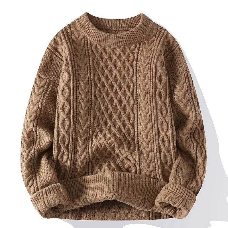 Detailansicht: Hochwertiger Damen Strickpullover mit auffälligem Zopfmuster. Perfekt für die Wintergarderobe.