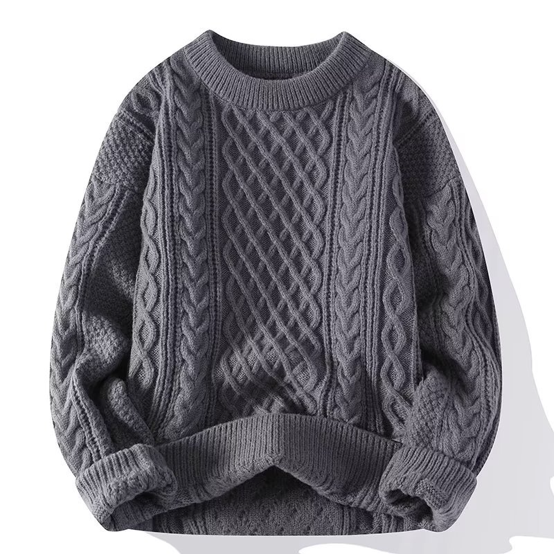 Vielseitiger Damen Zopfmuster-Strickpullover, rundhals und langarm, perfekt für lässige oder elegante Herbst-Looks.