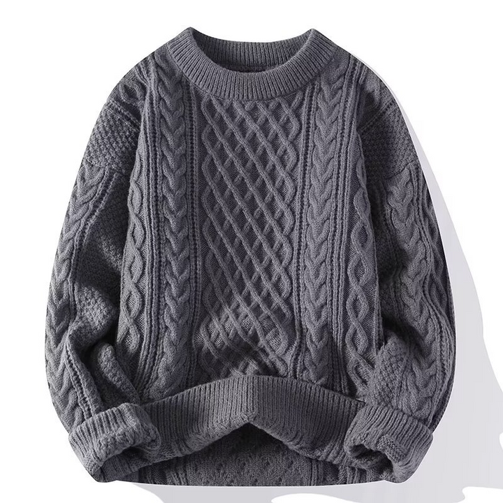 Vielseitiger Damen Zopfmuster-Strickpullover, rundhals und langarm, perfekt für lässige oder elegante Herbst-Looks.