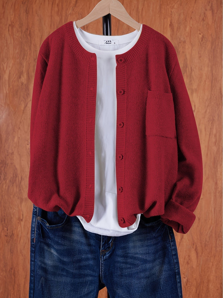 Komfortable Damen-Strickjacke mit bequemer Passform & lockerem Schnitt für entspannte Alltagsmomente.