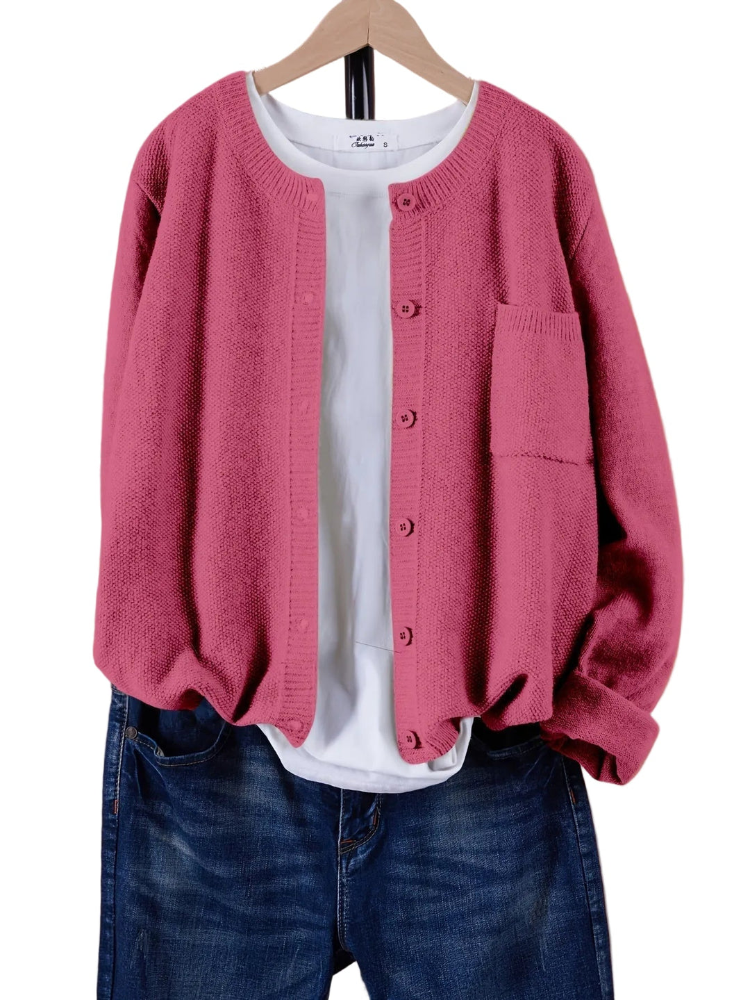 Bequeme Damen Strickjacke, lockerer Schnitt, ideal für Alltagsmode & Freizeitlook. Komfortabel & vielseitig.
