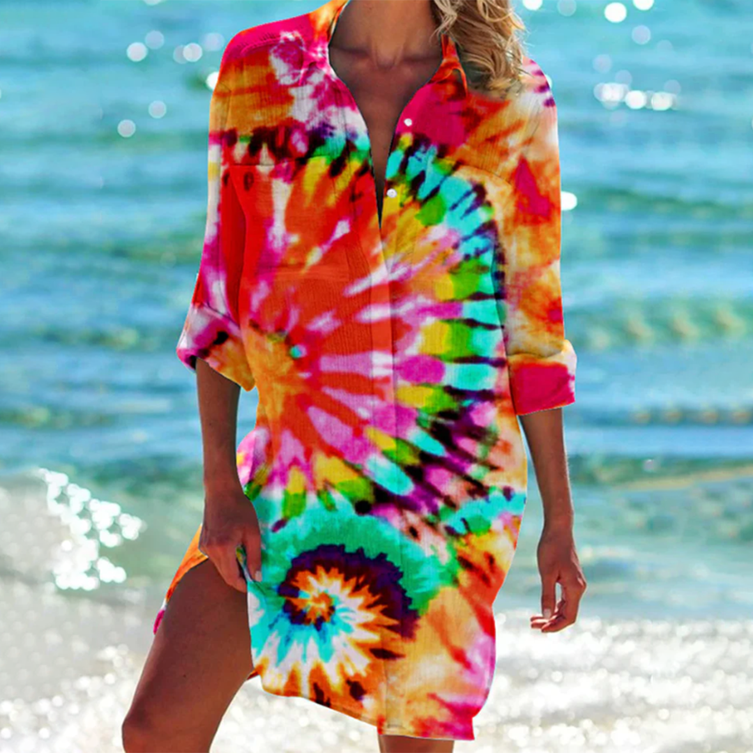 Damen Hemdkleid im entspannten Button-up-Design, vielseitig für Frühling & Sommer, legere Eleganz.