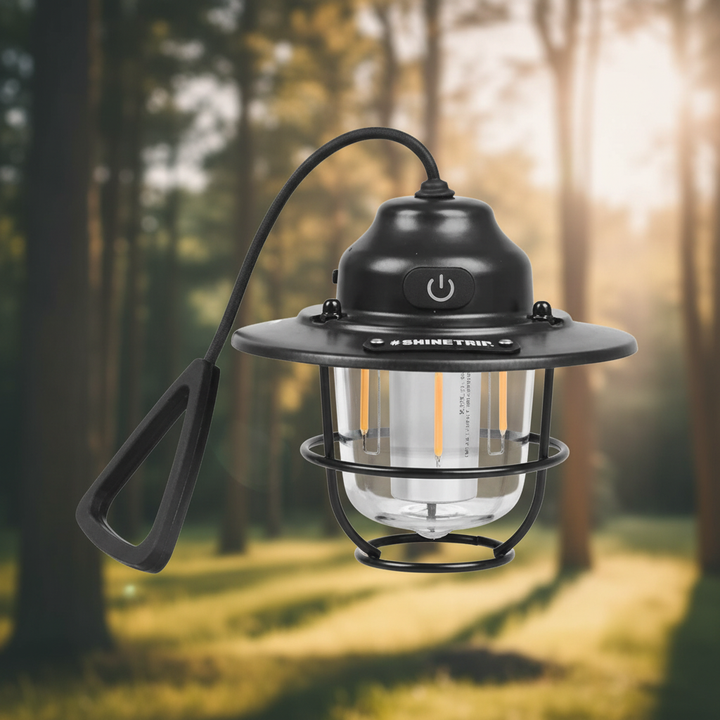 Retro LED Campinglaterne Campora. Warme, dimmbare Beleuchtung für gemütliche Outdoor-Abende & Zeltlicht.