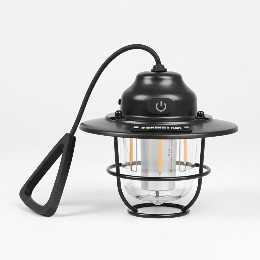 Stimmungsvolle Retro LED Campinglaterne Campora. Warmes Licht für gemütliche Stunden im Zelt oder Garten.