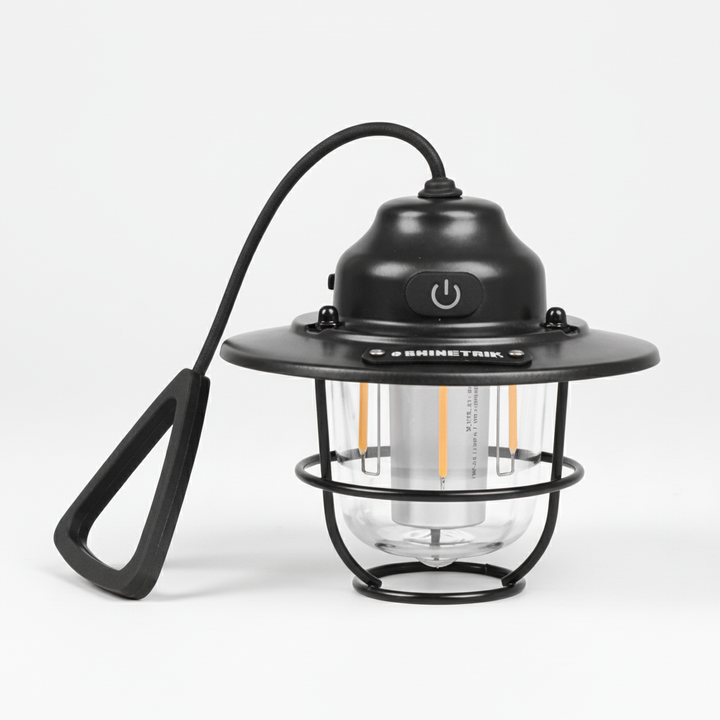 Stimmungsvolle Retro LED Campinglaterne Campora. Warmes Licht für gemütliche Stunden im Zelt oder Garten.