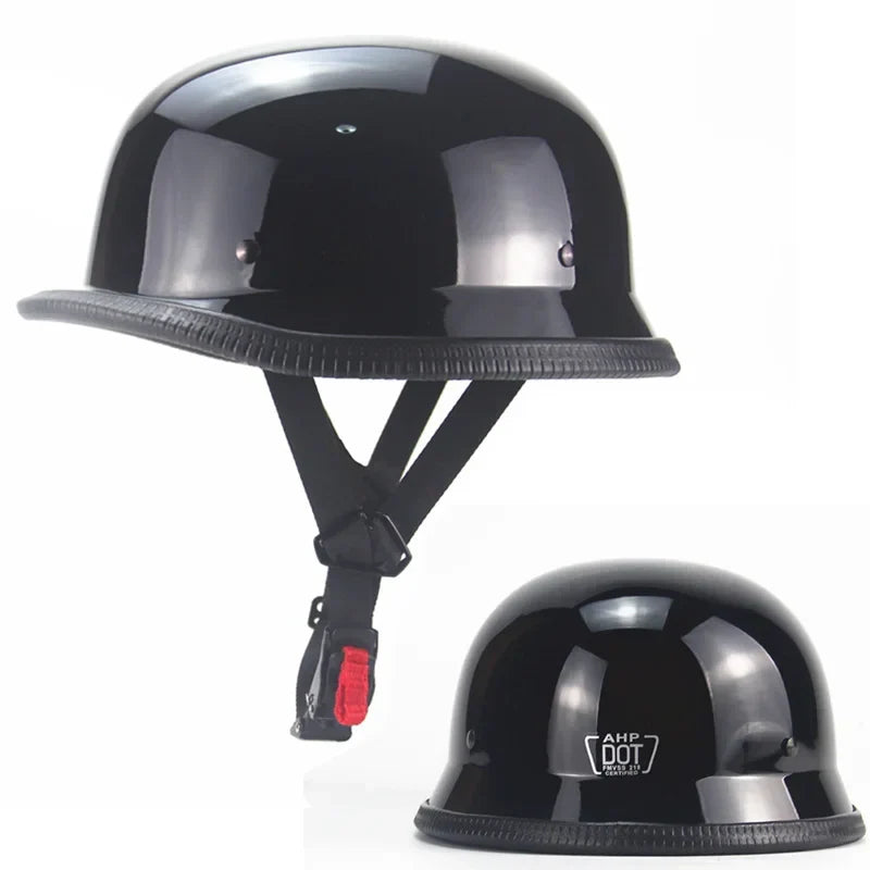 Klassischer Vintage Motorradhelm, Unisex-Halbschalenhelm in Retro-Optik für Motorrad- und Scooterfahrer. Hoher Komfort.