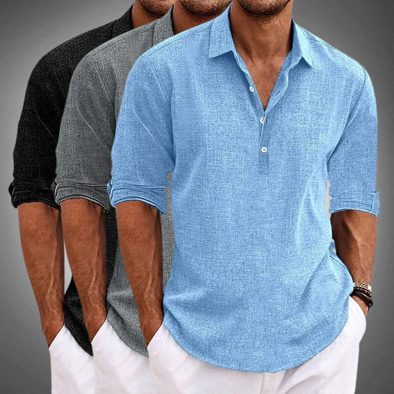 Vielseitiges Herren Basichemd, kurzärmlig, mit halber Knopfleiste. Perfektes Sommerhemd für lockere Anlässe.