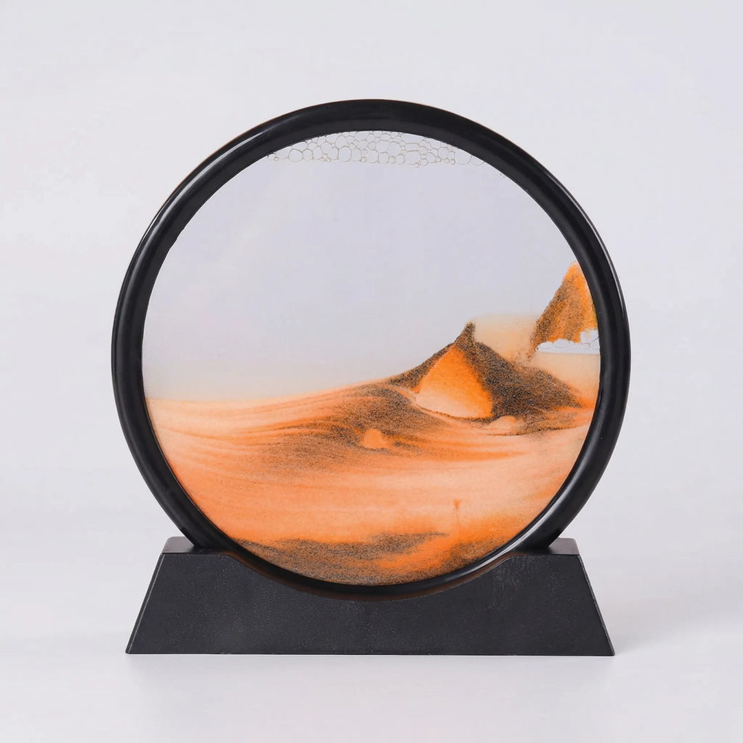 Modernes rundes Sandbild-Design, beruhigende Dekoration für Schreibtisch oder Regal, fördert Konzentration.