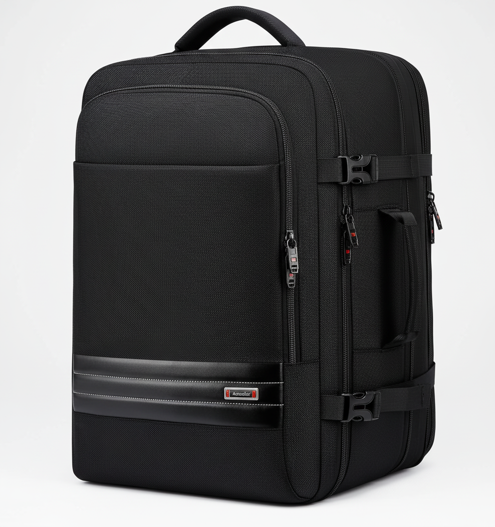 VoyageBack Laptoprucksack mit vielen Fächern für optimale Organisation, perfekt für Reise und Büro.
