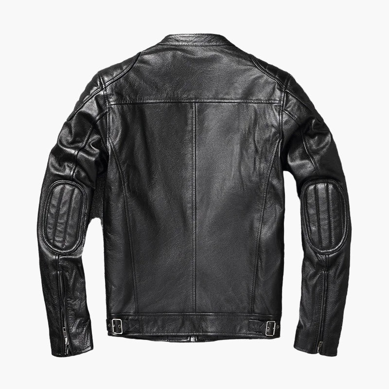 Elegante braune Herren Motorradjacke, schlanke Freizeitjacke für den klassischen Motorrad-Stil und Alltag.