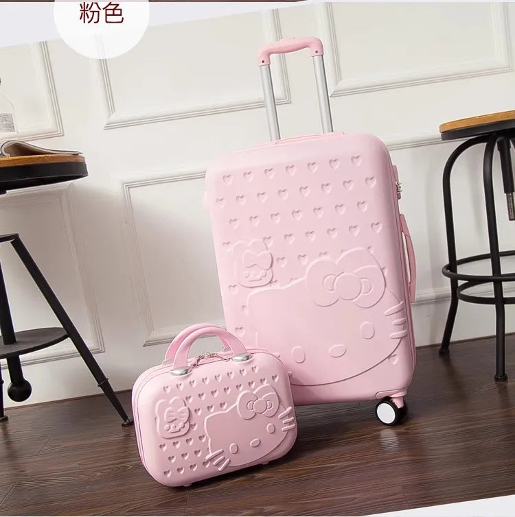 Katzenmotiv Hartschalenkoffer-Set Kyoto, ideal für Frauen. Leichtes Reisegepäck mit 360°-Spinnerrollen.